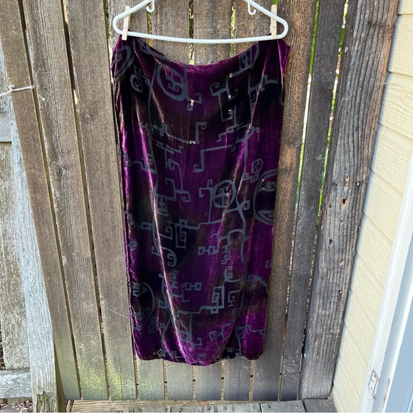 Velvet Burnout Purple & Green Abstract Geometric Print Scarf Shawl Wrap - Picture 4 of 16